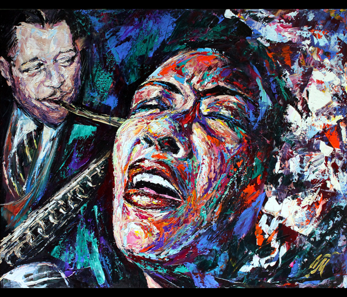 700x600 Billie Holiday And Lester Young - Billie Holiday Painting