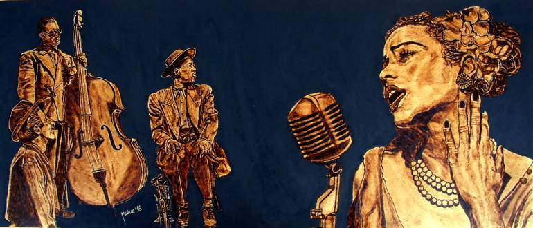 770x330 Saatchi Art Billie Holiday And Lester Young Band Painting By - Billie Holiday Painting
