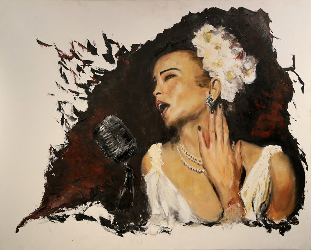 1000x805 Jazz Paintings 2016 Billie Holiday (Nilo) - Billie Holiday Painting
