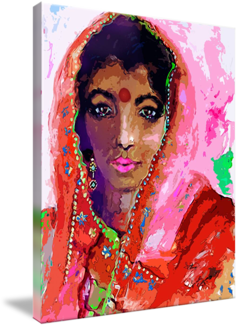 473x650 Indian Woman With Red Bindi In Sari By Ginette Callaway - Bindi Painting