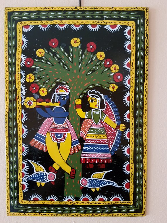 570x760 Radha Krishna Painting Rare Indian Craft Tikuliindi Art - Bindi Painting