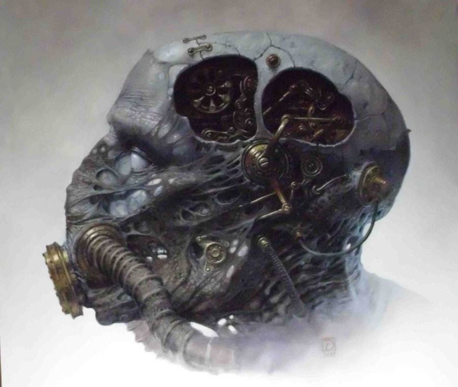 900x761 Biomechanical Head By 22zddr - Biomechanical Painting