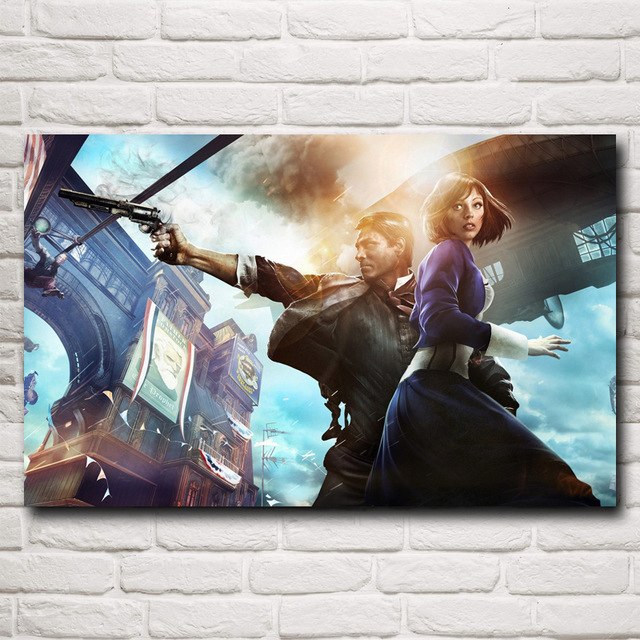 640x640 Foocame Bioshock Infinite Video Games Art Silk Fabric Poster Print - Bioshock Painting