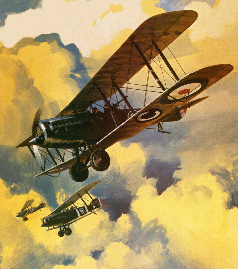 799x900 The Royal Flying Corps Painting By Wilf Hardy - Biplane Painting