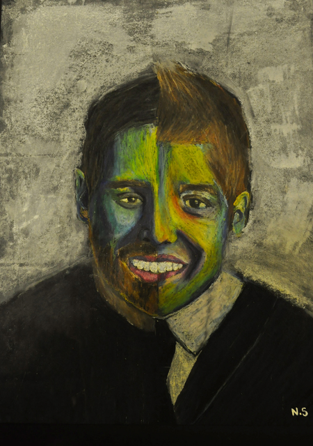 450x640 Nour Sokhon Artwork Bipolar Original Painting Oil Conceptual Art - Bipolar Painting