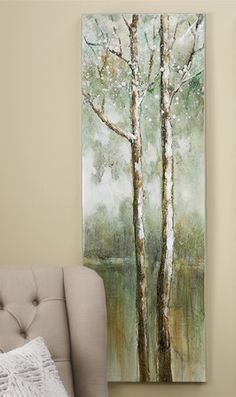 236x397 Birch Trees Painting Print On Canvas Wall Decor - Birch Bark Painting