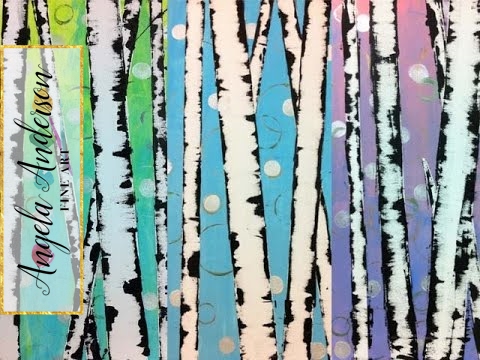 480x360 Easy Birch Tree Acrylic Painting Tutorial For Beginners Paint - Birch Bark Painting