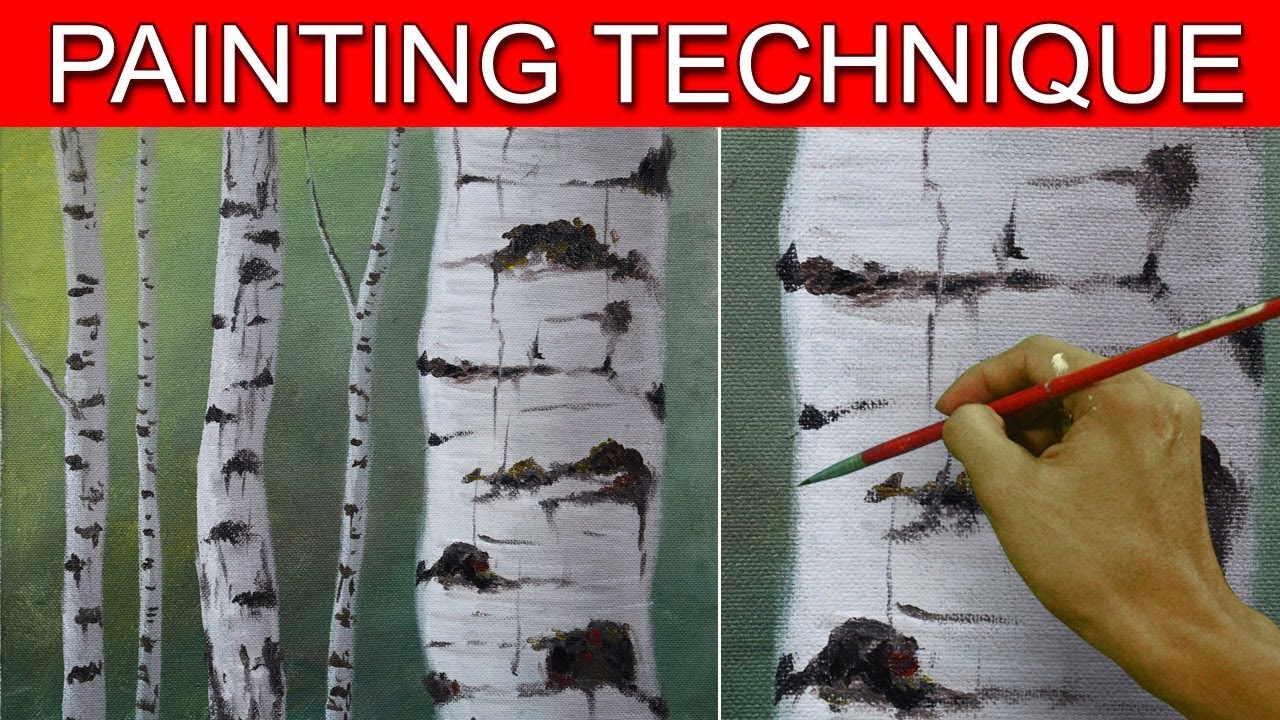 1280x720 How To Paint Birch Tree Trunks In A Basic Step By Step Acrylic - Birch Bark Painting