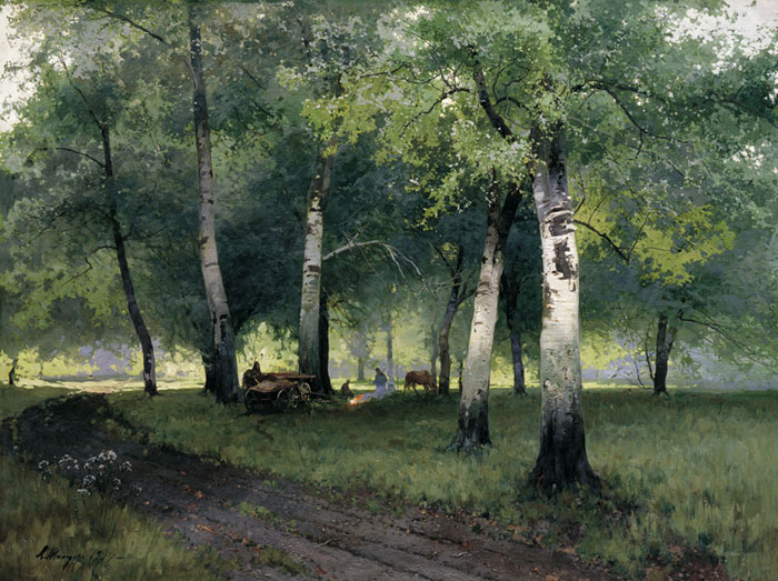 700x523 Birch Forest. 1908 - Birch Forest Painting