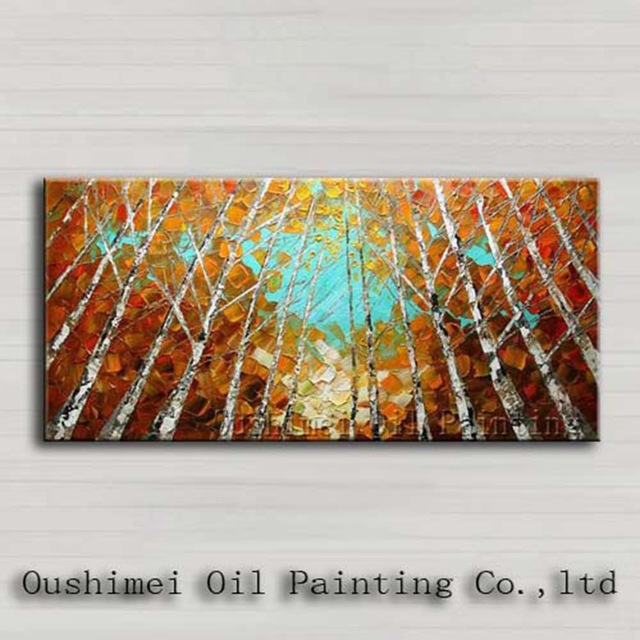 640x640 Handmade Modern Oil Painting Hang Paintings Wall Picture Birch - Birch Forest Painting