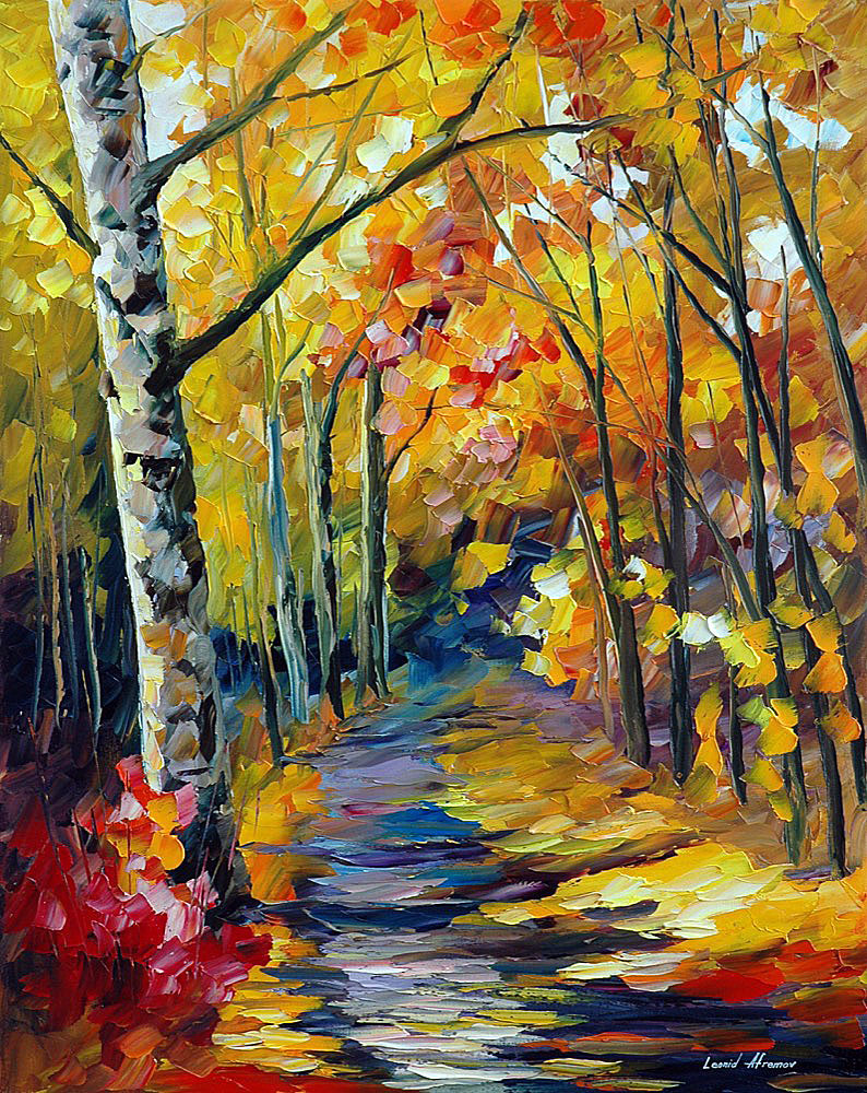 794x1000 Birch Forest Palette Knife Oil Painting On Canvas By Leonid - Birch Forest Painting