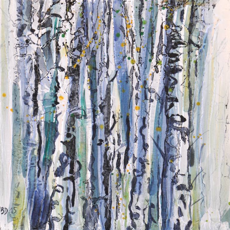 770x770 Saatchi Art Small Birch Forest Painting By Ursula Blancke Dau - Birch Forest Painting