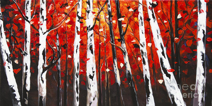 900x450 Birch Forest Painting By Madhav Singh - Birch Forest Painting
