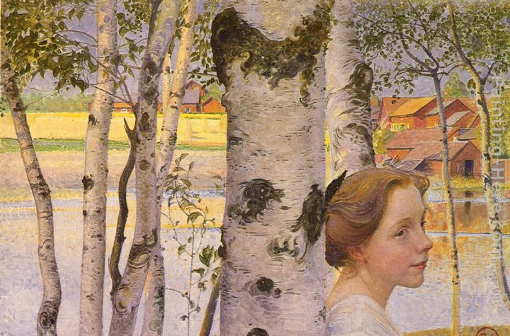 720x474 Carl Larsson Lisbeth At The Birch Painting Anysize 50% Off - Birch Painting