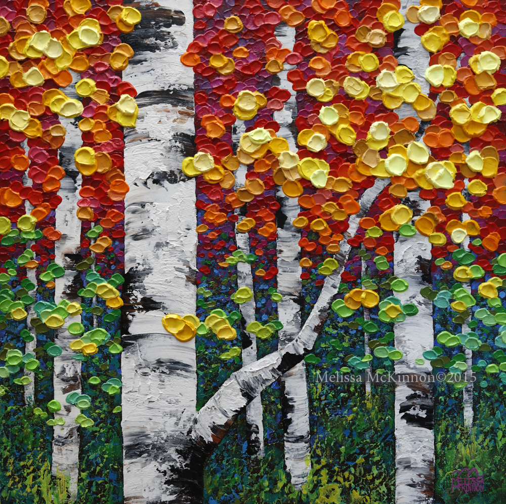 1000x996 Colourful Fall Birch And Aspen Trees In Autumn Painting By - Birch Painting