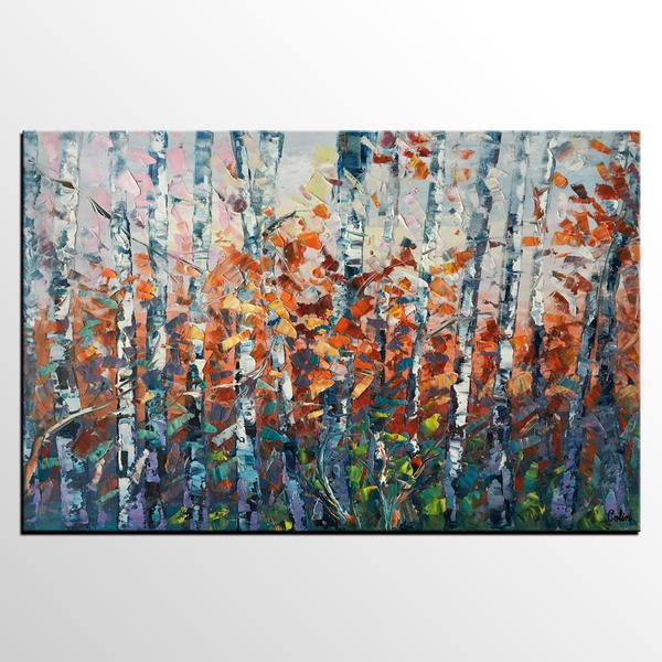 600x600 Modern Art, Wall Painting, Birch Tree Wall Art, Abstract Painting - Birch Painting
