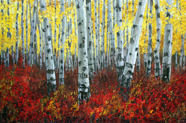 600x399 Mystic Forest - Birch Tree Forest Painting