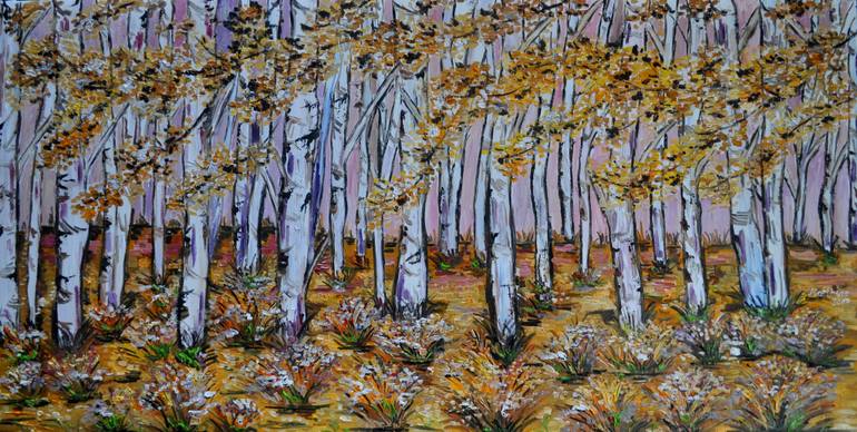 770x388 Saatchi Art Birch Tree Forest Painting By Matthias Schuebel - Birch Tree Forest Painting