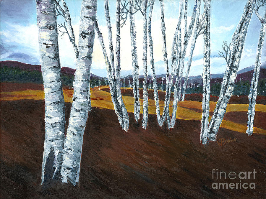 900x675 Birch Trees Painting By Wendy Butcher - Birch Tree Oil Painting