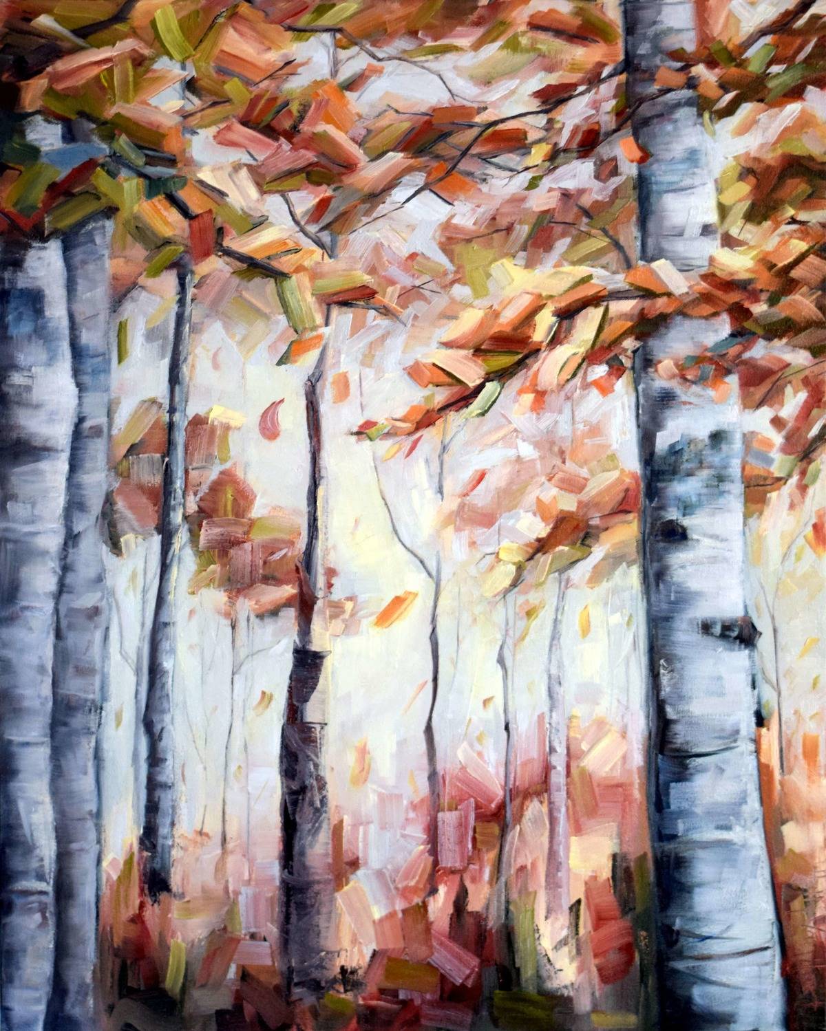 1200x1499 Birch Trees In The Fall - Birch Tree Oil Painting