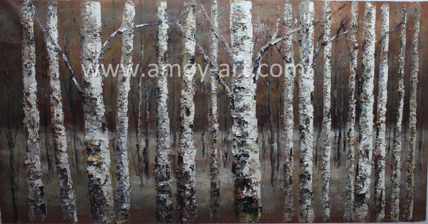 1430x750 China Handmade Winter Birch Tree Oil Paintings For Home Decor - Birch Tree Oil Painting