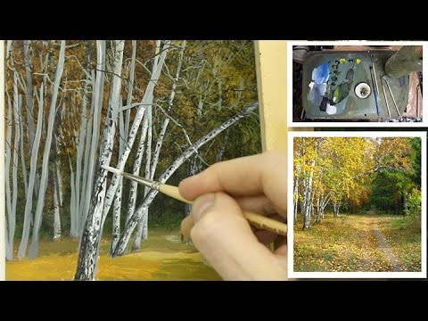 480x360 68 How To Paint Silver Birch Trees Part 1 Oil Painting Tutorial - Birch Tree Oil Painting