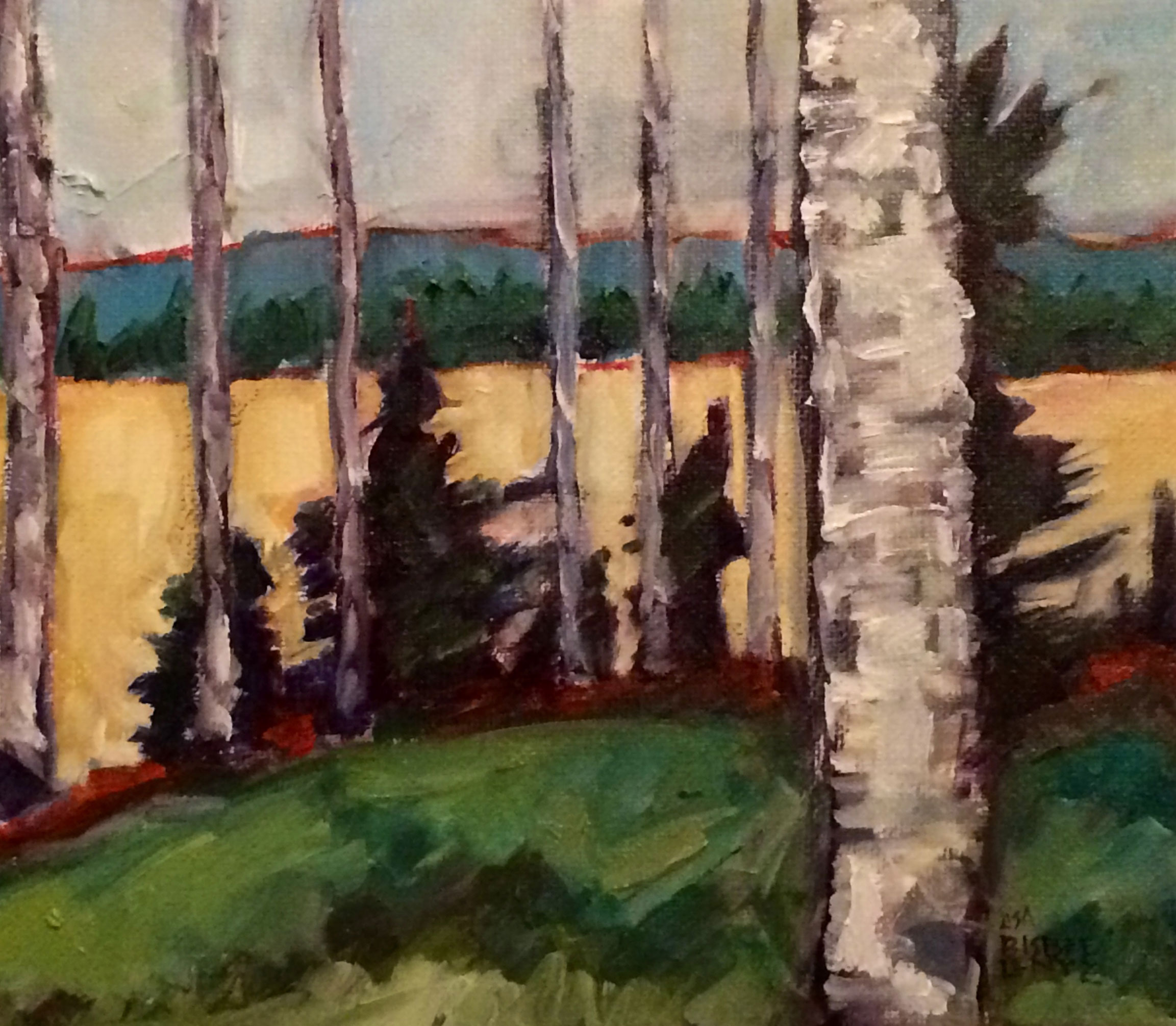 2305x2010 Sold - Birch Tree Oil Painting