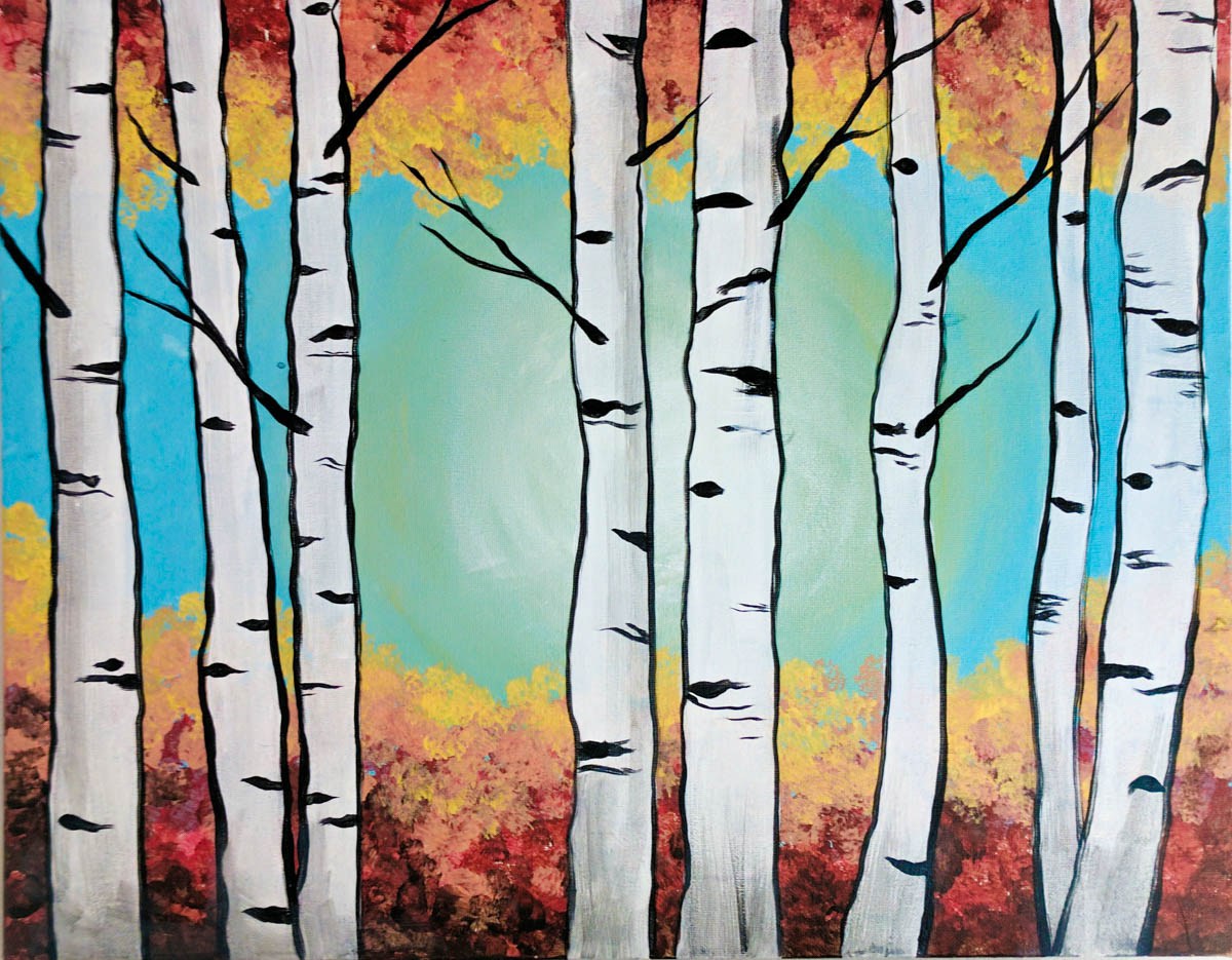 1200x935 Painting Party Birch Trees - Birch Tree Painting