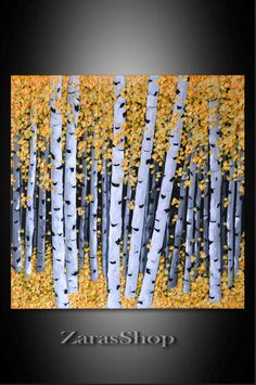 236x355 Birch Tree Landscape Painting - Birch Tree Painting On Canvas