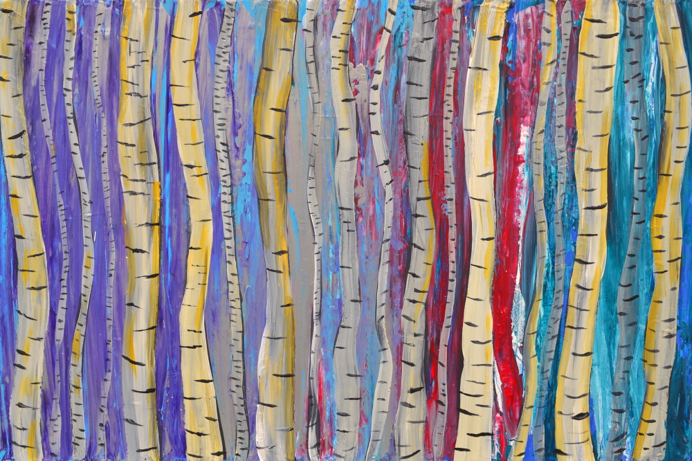 1000x666 Louise Mead New Paintings - Birch Tree Painting On Canvas