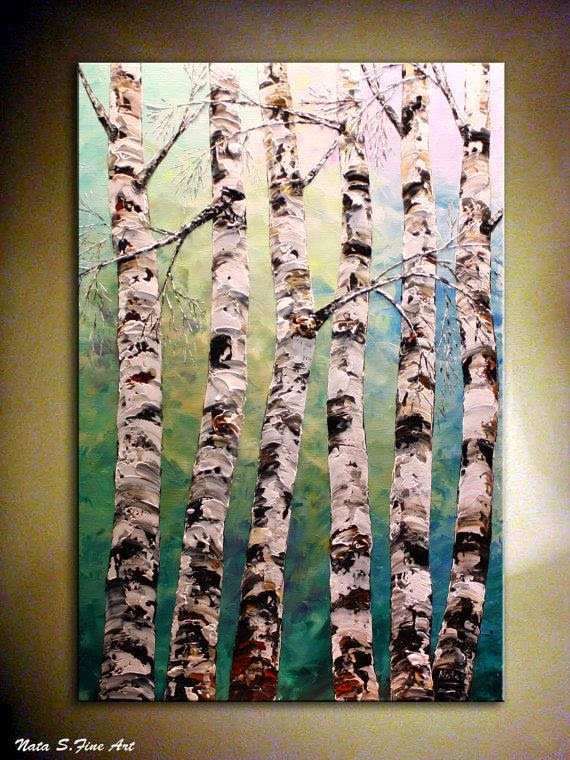 570x760 Birch Tree Paintings On Canvas Best Of Original Birch Tree - Birch Tree Painting On Canvas