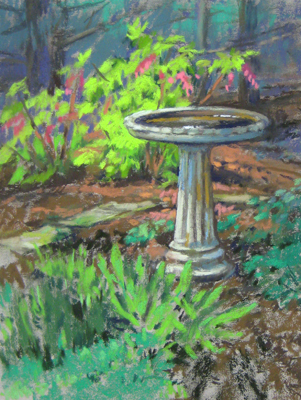 301x400 Spring In The Garden - Bird Bath Painting