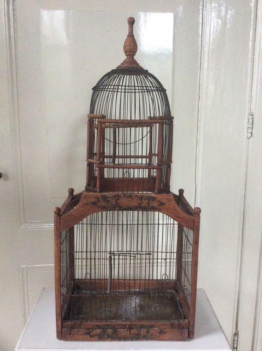 523x700 Pretty Painted Bird Cage - Bird Cage Painting