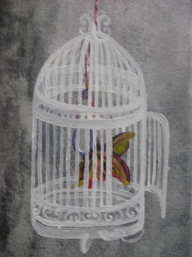 675x900 The Bird Cage Painting By Theodora Dimitrijevic - Bird Cage Painting