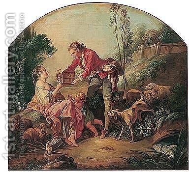 386x350 The Birdcage (After) Francois Boucher Reproduction 1st Art Gallery - Bird Cage Painting