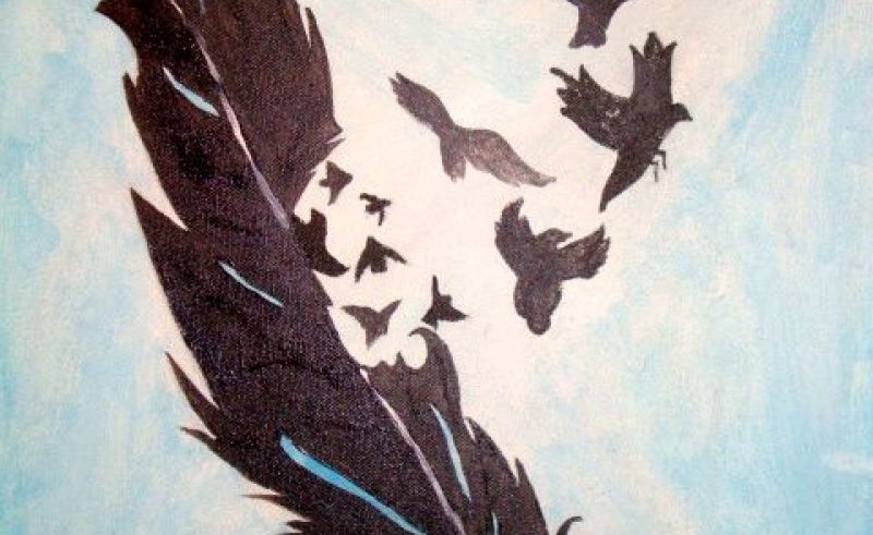 800x491 Painting On Bird Feathers Painting For Home - Bird Feather Painting