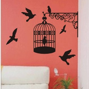 315x315 Cattle Wall Stickers Bird Cage Bird Cage Sofa Wall Stickers Wall - Bird In Cage Painting