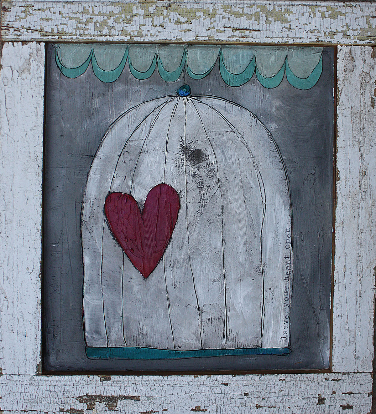 1200x1324 Jenni Horne About Those Threads - Bird In Cage Painting