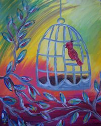 200x250 New Bird Cage Painting Class - Bird In Cage Painting