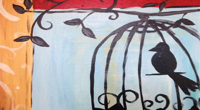 656x361 Bird Cage Painting - Bird In Cage Painting