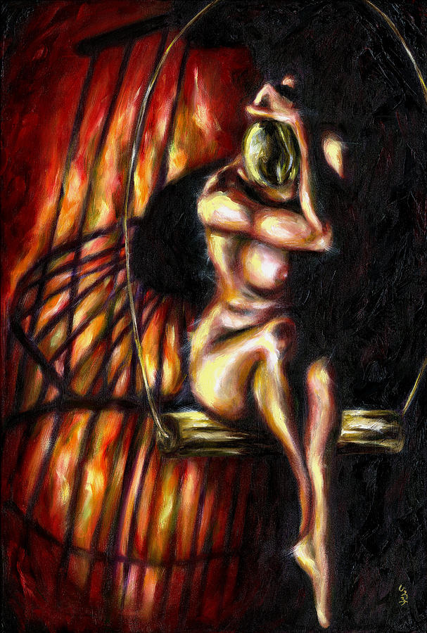 607x900 Bird Cage Painting By Hiroko Sakai - Bird In Cage Painting