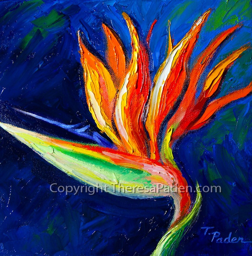 864x876 Paintings By Theresa Paden Bird Of Paradise Painting With Thick - Bird Of Paradise Painting