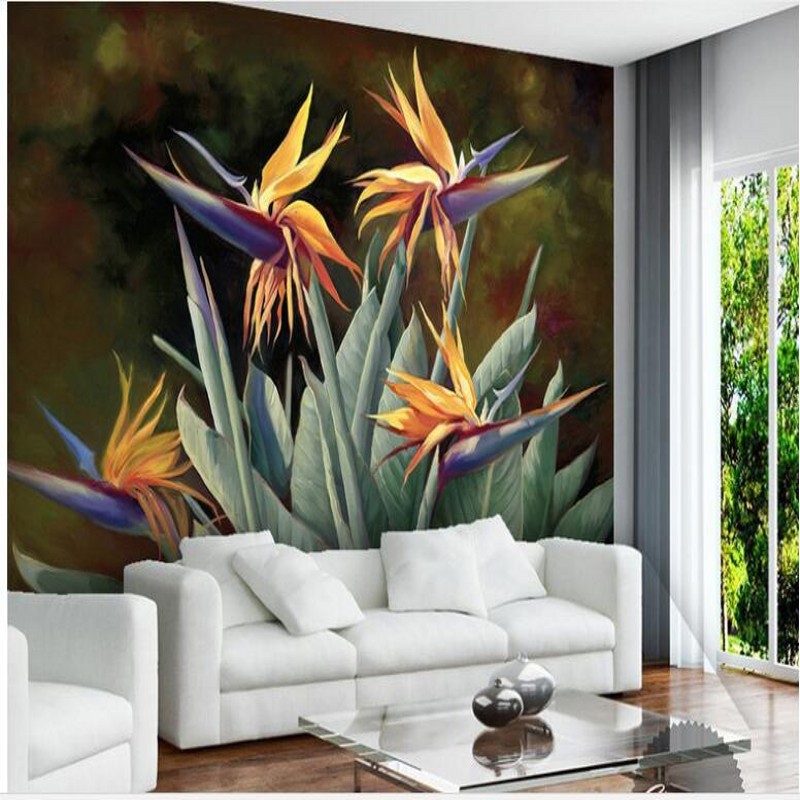 800x800 Beibehang Custom Large Fresco Retro Do Old Green Leaves Bloom - Bird Of Paradise Painting