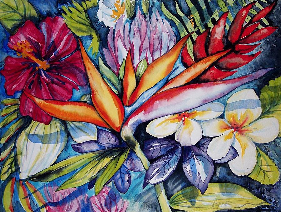 900x682 Bird Of Paradise Painting By Lynne Haines - Bird Of Paradise Painting