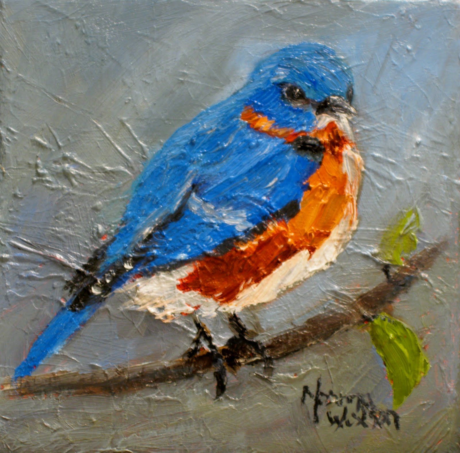 1600x1574 Norma's Daily Paintings Norma Wilson Original Oil Blue Bird - Bird Oil Painting