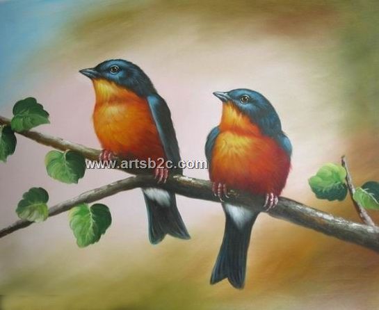 545x446 Birds On A Branch Oil Painting Op Cl4 401 - Bird On Branch Painting
