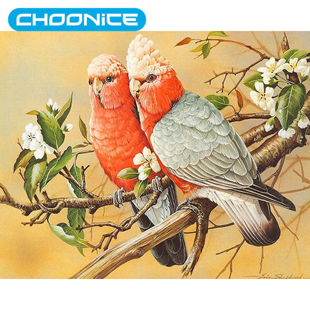640x640 Diamond Painting Parrot Branches Of Birds Diy 3d Diamond - Bird On Branch Painting