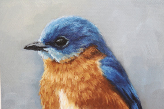 570x380 Eastern Bluebird Bird Painting Open Edition Print - Bird Painting
