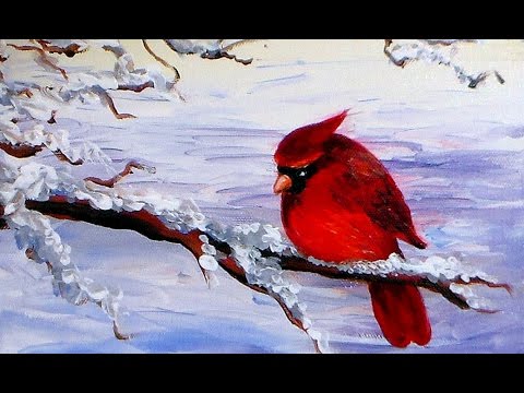 480x360 How To Paint A Cardinal Bird In Acrylics Easy Tutorial - Bird Painting Easy