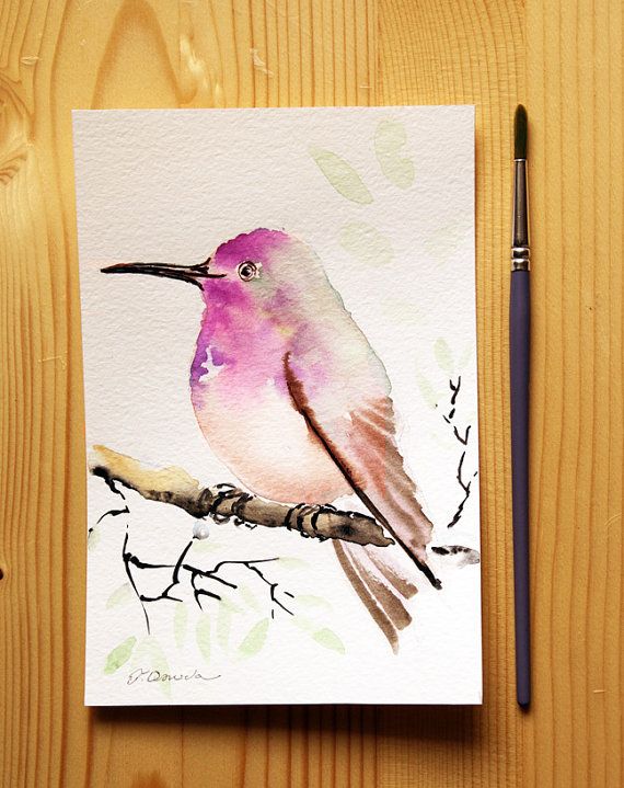 570x719 Exotic Bird Original Watercolor Painting, Tropical Bird Painting - Bird Painting For Kids